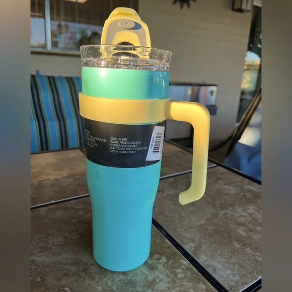 Alpine Cuisine Double Wall Tumbler with handle and metal straw. 400 oz. BPA free - Picture 1 of 9